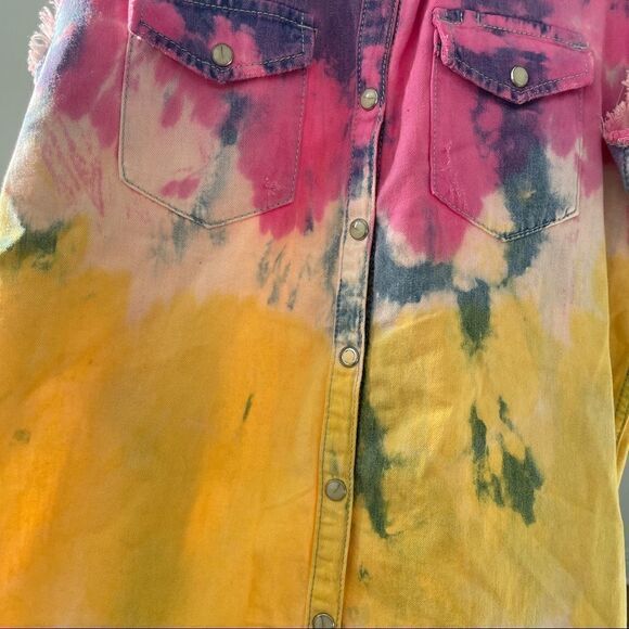 TOPSHOP NWT Unique Tie Dye Cutoff Vest Jacket Top 4 Small - Picture 7 of 10
